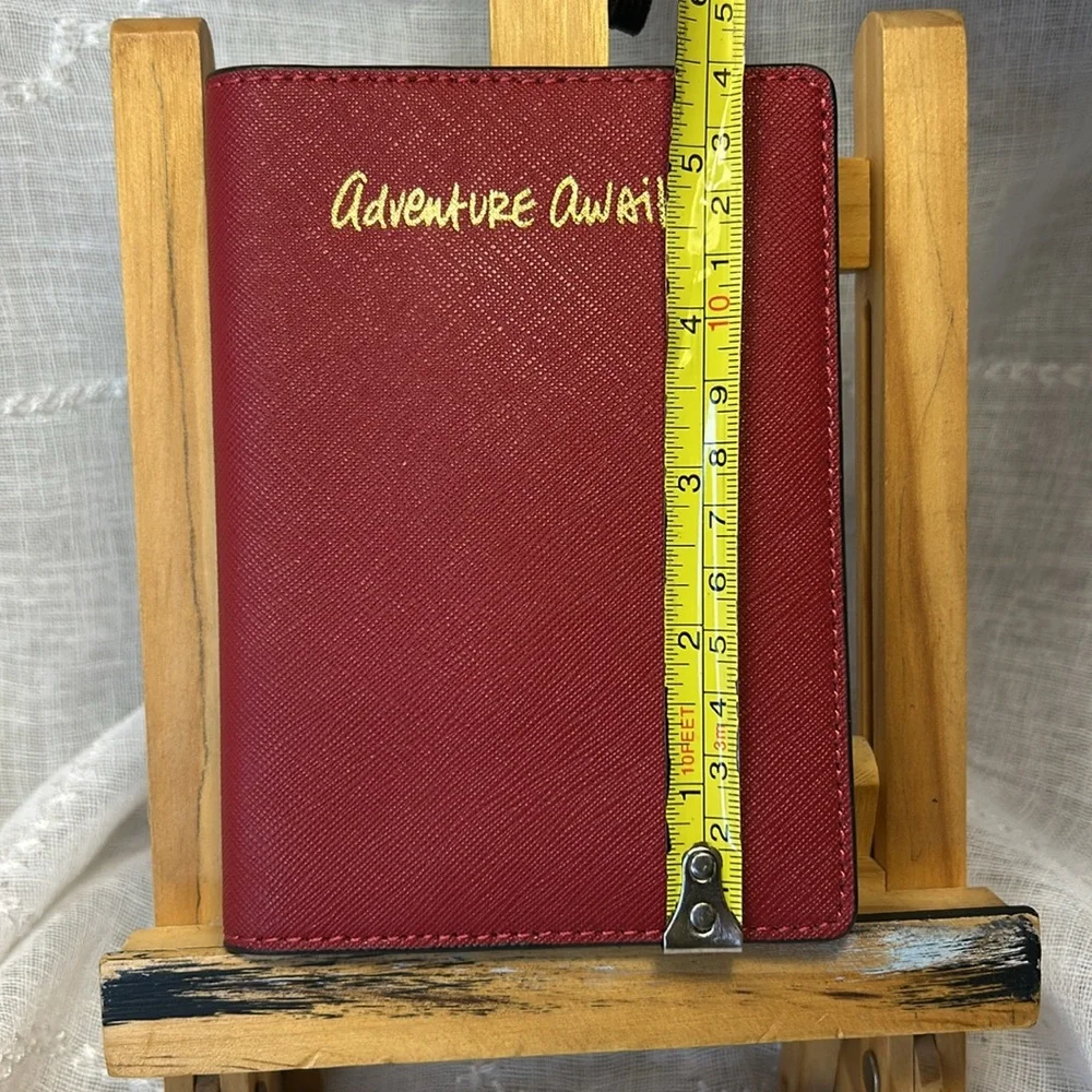 Rebecca Minkoff leather Adventure Awaits Red Passport Holder